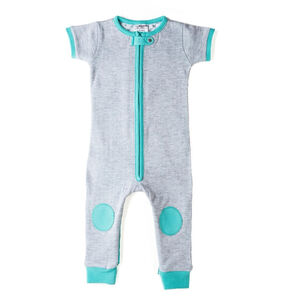 baby deedee Footie 6-12M Gray Teal Zip One Piece Pajamas Cotton